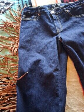 Fashion Nova Womens Size 11 Frayed Dark Blue Denim Jeans